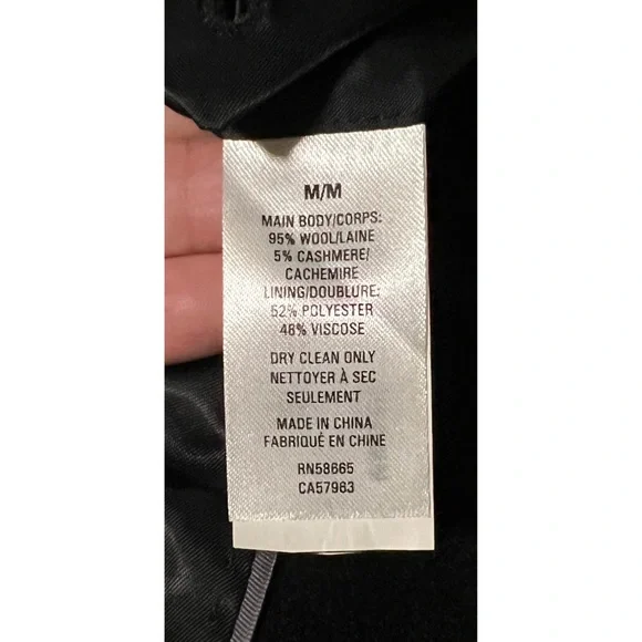 Nordstrom Men's Mason Wool Cashmere Blend Overcoat CoatJacket Black Size M Pea Coats